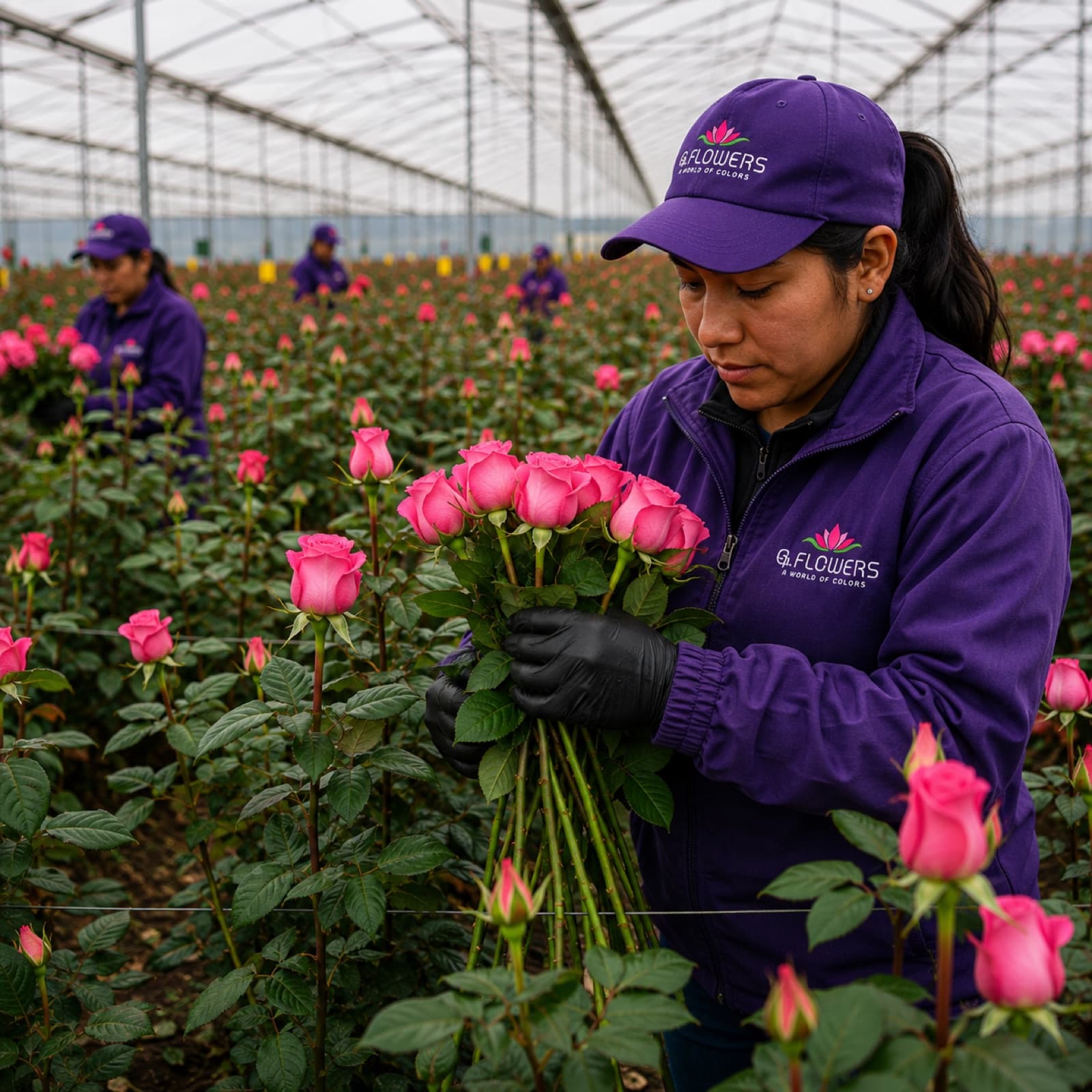 Cutting pinks in the greenhouse